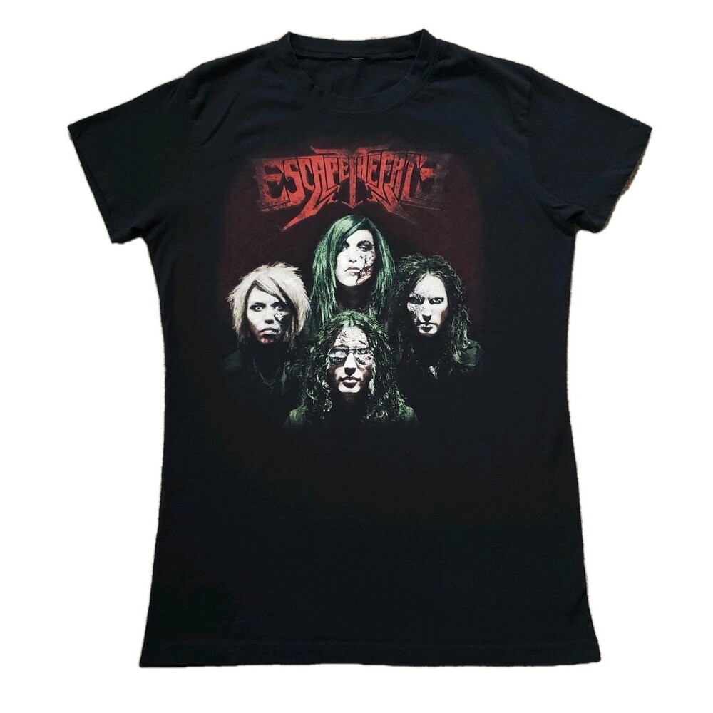 2010 Escape The Fate Zombie Faces Sz XS Slim Fit Unisex Black Hot Topic T-Shirt